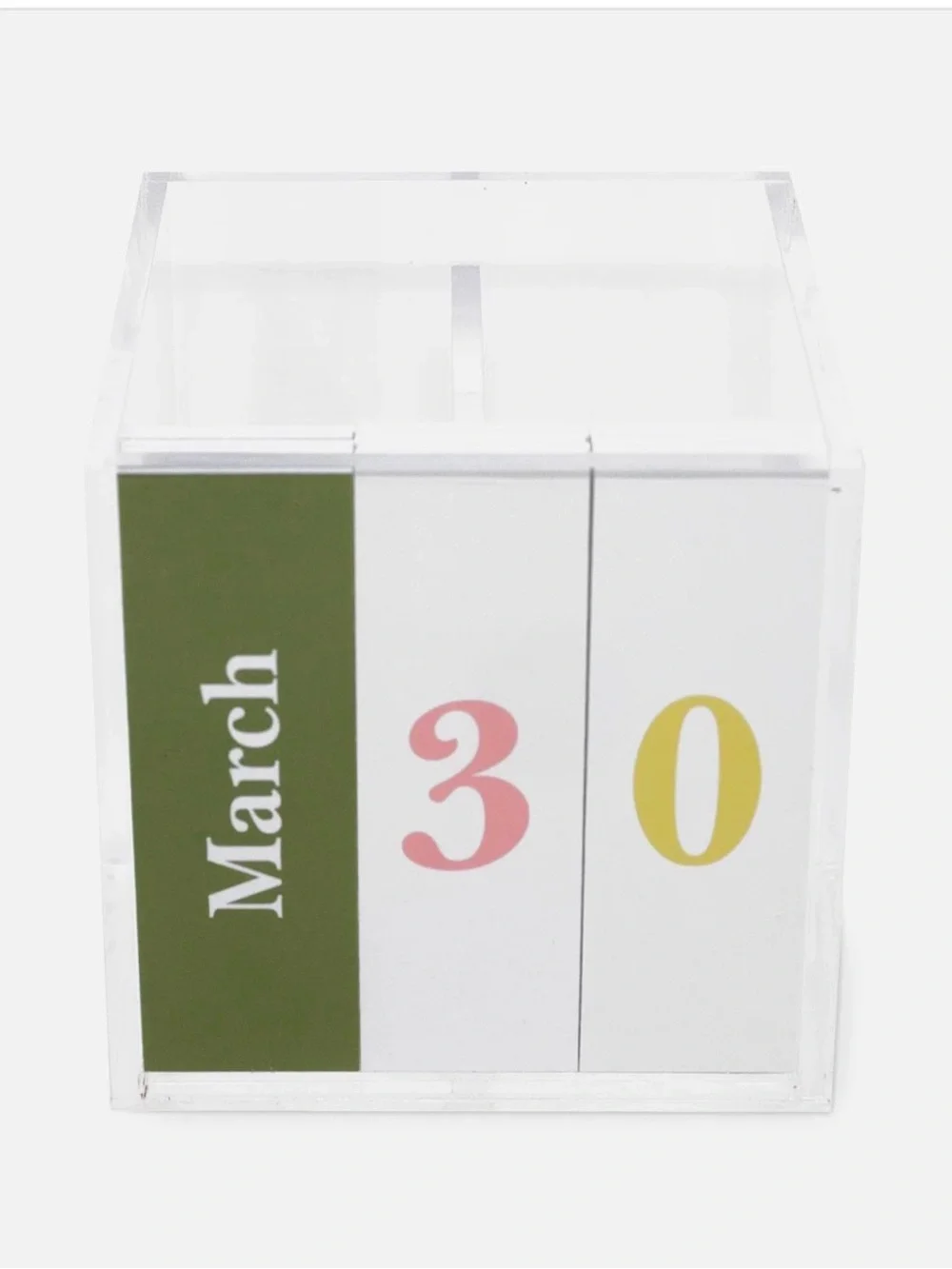 kate spade Clear Acrylic Perpetual Calendar - White & Green Colorblock
